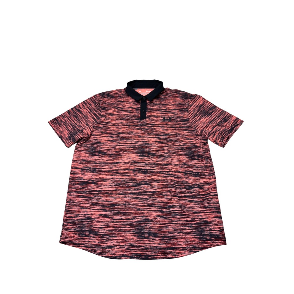 Under Armour Mens Iso-Chill Polo Shirt Red Black Space Dye 1370664 Medium